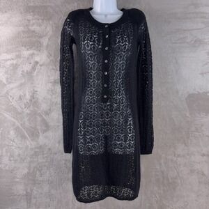 Marc By Marc Jacobs Lace Knit Dress Womens Size XS Black Button Front Chic